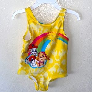 Paw Patrol 2T Nickelodeon one piece bathing suit yellow Girl Toddler EUC